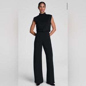NWT SPANX Air Essentials mock neck jumpsuit in “very black”